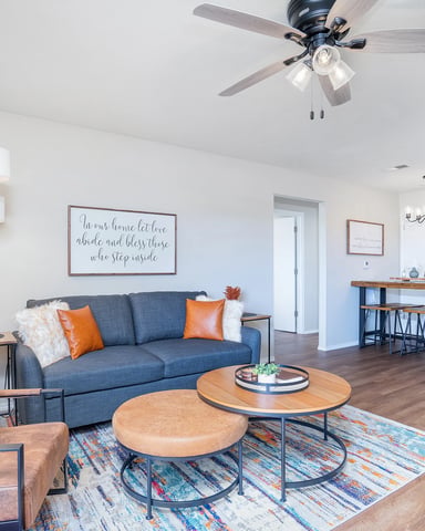 Bright open-plan living room in a Branson vacation home